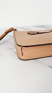 Coach Soho with Tea Roses in Smooth Beechwood Leather Colorblock - Crossbody Bag Wristlet Clutch - Beige Coach 28429