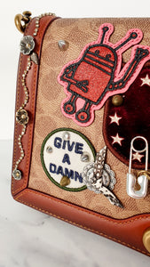 Limited Edition Coach x Keith Haring Riley with Embellishments in Signature & Saddle - Charms, Rexy, Crystals, Rivets, Tea Roses - Coach 31071