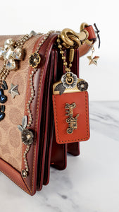 Limited Edition Coach x Keith Haring Riley with Embellishments in Signature & Saddle - Charms, Rexy, Crystals, Rivets, Tea Roses - Coach 31071