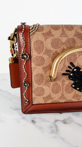 Limited Edition Coach x Keith Haring Riley with Embellishments in Signature & Saddle - Charms, Rexy, Crystals, Rivets, Tea Roses - Coach 31071