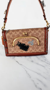 Limited Edition Coach x Keith Haring Riley with Embellishments in Signature & Saddle - Charms, Rexy, Crystals, Rivets, Tea Roses - Coach 31071