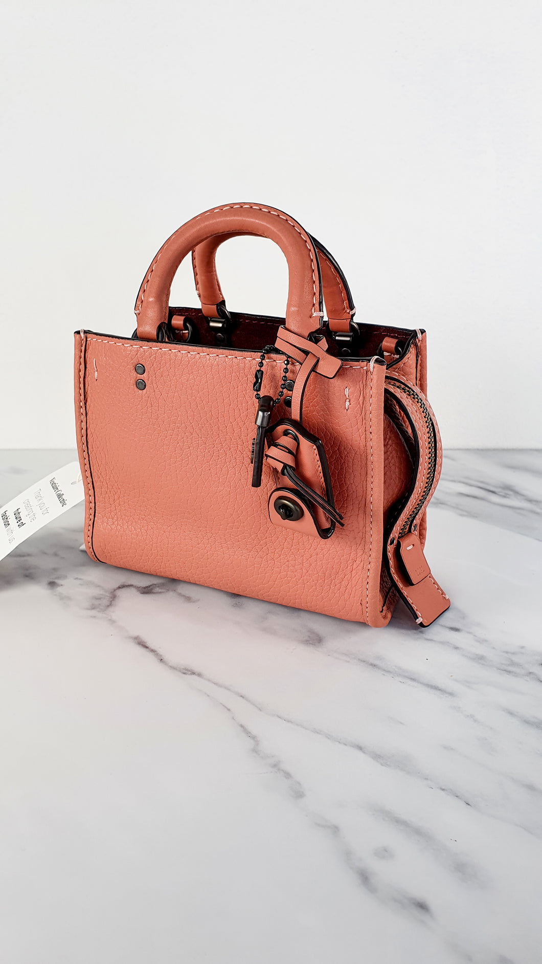 Coach Rogue 17 in Melon Pebble Leather with Oxblood Suede Lining - Crossbody Bag Salmon Pink Pastel Orange - Coach 22978