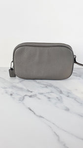 Coach Camera Bag with Prairie Rivets in Grey Suede & Pebble Leather - Crossbody Bag Clutch Wristlet - Coach 22868