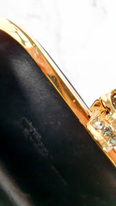 Alexander McQueen Skull Box Clutch in Black Satin & Swarovski Crystals - Style 236715 000926