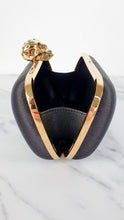 Load image into Gallery viewer, Alexander McQueen Skull Box Clutch in Black Satin &amp; Swarovski Crystals - Style 236715 000926
