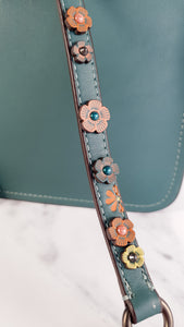 Coach 1941 Soho with Tea Roses in Smooth Dark Turquoise Teal Green Leather - Crossbody Bag Wristlet Clutch - Coach 21037