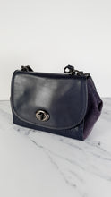 Load image into Gallery viewer, Coach Faye in Dark Blue Navy Mixed Leather &amp; Suede Flap Bag Turnlock Tophandle Crossbody - Coach F22348
