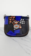 Load image into Gallery viewer, Coach 1941 Saddle 23 Bag in Black with Patchwork Detail - Purple Orange Crossbody Shoulder Bag Coach 56639
