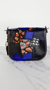 Coach 1941 Saddle 23 Bag in Black with Patchwork Detail - Purple Orange Crossbody Shoulder Bag Coach 56639