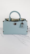 Load image into Gallery viewer, Coach 38717Coach Mason Carryall in Sage Pale Blue Green Smooth Leather with Snakeskin - Coach 38717
