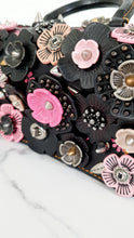 Load image into Gallery viewer, RARE Coach 1941 Double Dinky with Tea Roses &amp; Rivets - Black &amp; Pink - Limited Edition Crossbody Handbag Turnlock - Coach 86854
