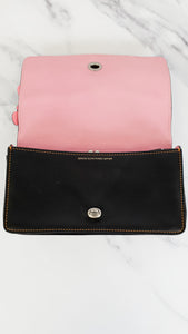 RARE Coach 1941 Double Dinky with Tea Roses & Rivets - Black & Pink - Limited Edition Crossbody Handbag Turnlock - Coach 86854