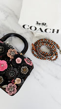 Load image into Gallery viewer, RARE Coach 1941 Double Dinky with Tea Roses &amp; Rivets - Black &amp; Pink - Limited Edition Crossbody Handbag Turnlock - Coach 86854
