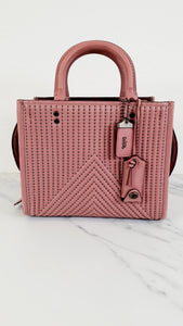 Coach 1941 Rogue 25 in Dusty Rose Pink Quilted Studded Chevron Nappa Leather - Shoulder Bag Handbag - Coach 22797
