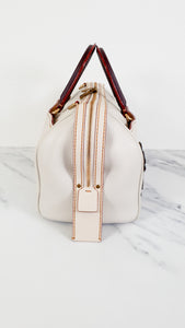 Coach 1941 Rogue Satchel in Chalk with Honey Suede and Customized Tea Roses - Barrel Bag Coach 86857