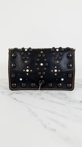 Coach 1941 Dinky 24 in Black Leather with Western Rivets - Crossbody Flap Bag Shoulder Chain Coach 56611