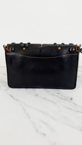 Coach 1941 Dinky 24 in Black Leather with Western Rivets - Crossbody Flap Bag Shoulder Chain Coach 56611