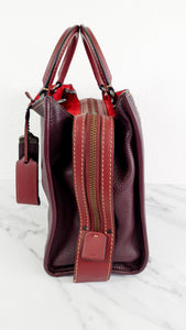 Coach 1941 Rogue 31 in Oxblood Pebble Leather Red Suede Lining Satchel Handbag - Coach 38124