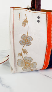 Coach 1941 Rogue 31 in Chalk with Western Embroidery Flowers & Varsity Stripe - Satchel Handbag Coach 57230