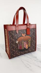 Coach Field Tote In Signature Canvas With Big Apple Skyline New York Saddle Brown - Bag Handbag Coach C0769