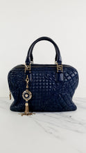 Load image into Gallery viewer, Versace Vanitas Demetra Baroque Quilted Leather Navy Blue Handbag with Medusa Charm
