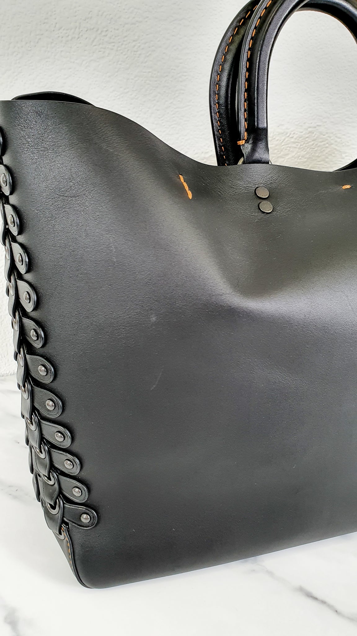 Coach 1941 Rogue Tote Bag With Links in Black Smooth Leather