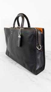 Coach 1941 Rogue Brief Briefcase in Black Pebble Leather - Laptop Bag Handbag Office Bag Unisex - Coach 11104