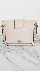 Coach Page Shoulder Bag in Chalk Smooth Leather With Western Rivets and Snakeskin - Crossbody Bag Handbag - Coach 86731