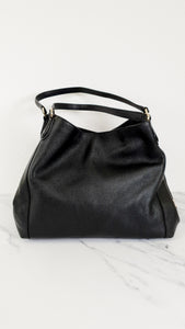 Coach Edie Shoulder Bag in Black Pebble Leather & Gold Tone Hardware - Coach 33547