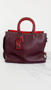 Coach 1941 Rogue 31 in Oxblood Pebble Leather With Red Suede Lining - Satchel Handbag - Coach 38124