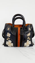 Load image into Gallery viewer, Coach 1941 Rogue 31 in Black with Western Embroidery Flowers &amp; Varsity Stripe - Satchel Handbag Coach 57230
