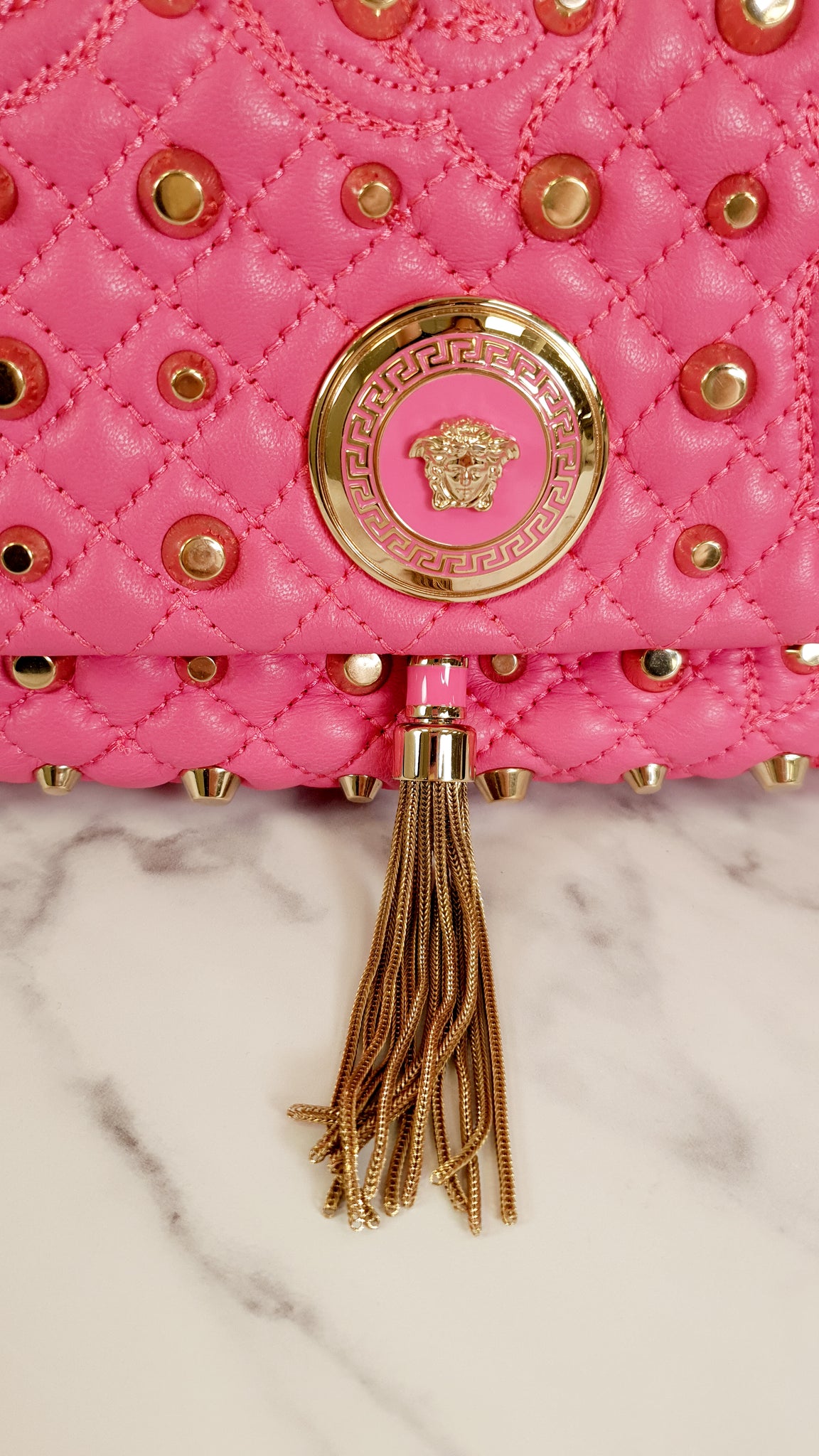 Versace Pink Leather Medusa Backpack