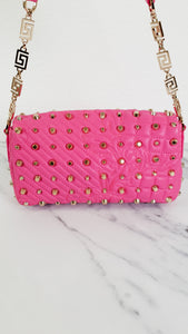 Versace Vanitas Medea Baroque Quilted Hot Pink Studded Shoulder Bag with Medusa Tassel - Handbag Flap Bag