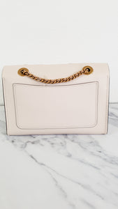 Coach Parker With Tea Rose Cutout in Chalk Smooth Leather With Tea Rose Turnlock - White Shoulder Bag Flap Bag - Coach 25160