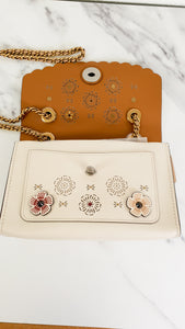 Coach Parker With Tea Rose Cutout in Chalk Smooth Leather With Tea Rose Turnlock - White Shoulder Bag Flap Bag - Coach 25160