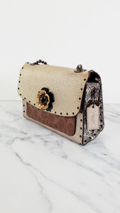 Coach Parker 18 in Signature Canvas With Tea Rose Turnlock, Border