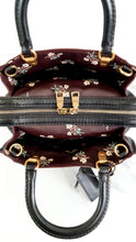 Load image into Gallery viewer, Coach Rogue 25 in Black Signature Embossed Leather with Burgundy Floral Bow Leather Lining - Coach 26839
