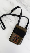 Load image into Gallery viewer, Coach Mens Hybryd Pouch in Colorblock Moss Green Black With Retro Logo Patch Phone Carrier Crossbody Bag - Coach 76327
