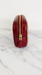 Coach 1941 Belt Bag Camera Bag in Signature & Burgundy Smooth Leather - Coach 50728