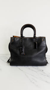 Coach 1941 Rogue 31 Bag in Black Pebble Leather with Honey Suede Classic Handbag - Coach 38124