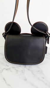 Disney X Coach Patricia Saddle Bag with Mickey Ears in Black Smooth Leather Crossbody Bag - Coach F59369