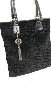 Versace Vanitas Baroque Quilted Velvet Tote With Snakeskin Handles - Black Handbag Shoulder Bag Work Bag with Medusa Charm