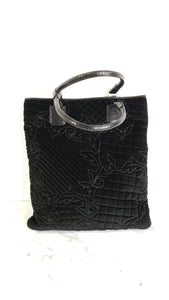 Versace Vanitas Baroque Quilted Velvet Tote With Snakeskin Handles - Black Handbag Shoulder Bag Work Bag with Medusa Charm