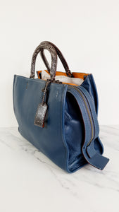 Coach 1941 Rogue 36 in Dark Denim Blue with Genuine Snakeskin Handles - Shoulder Bag Handbag - Coach 58965