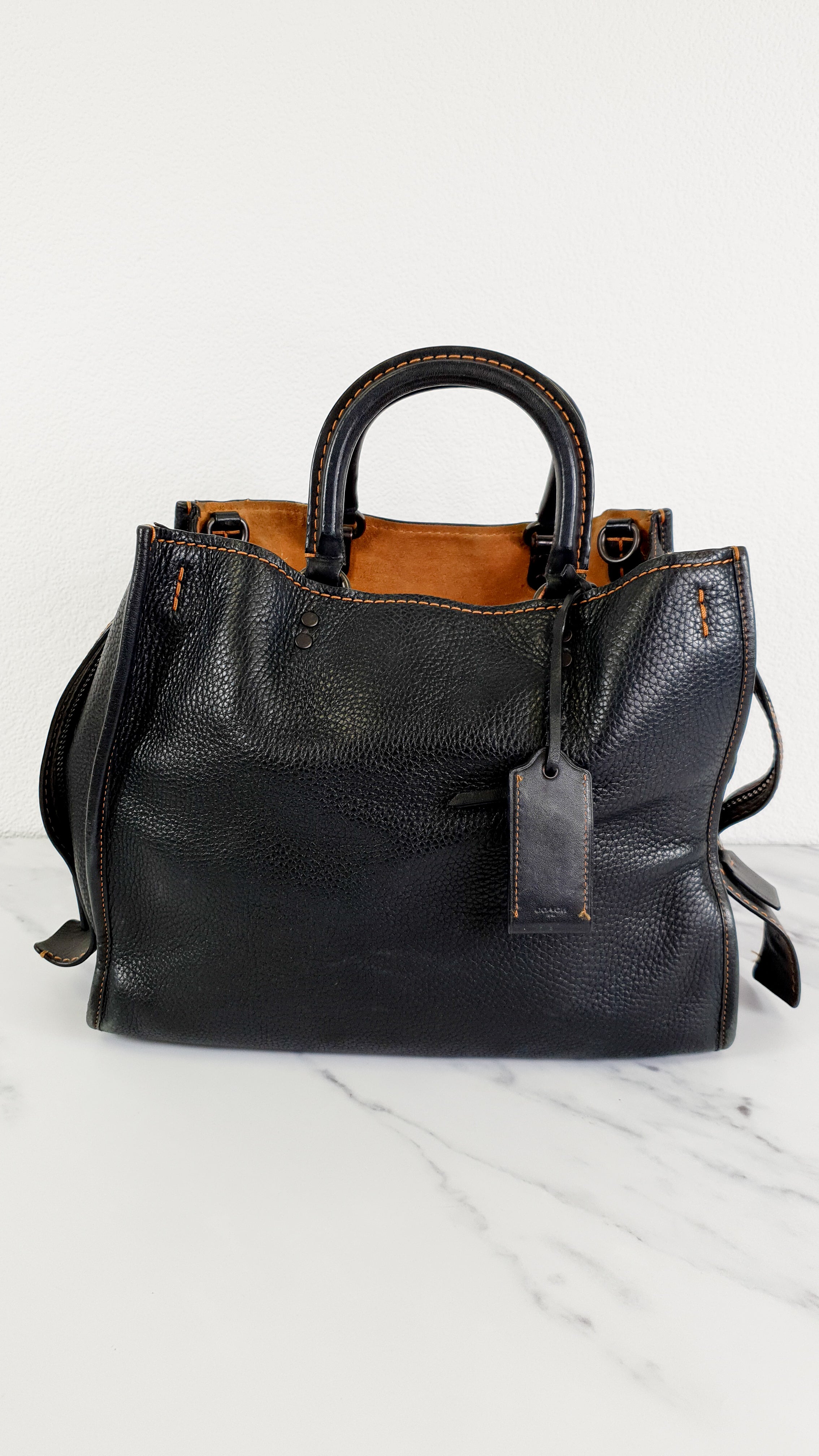 Coach 1941 Rogue 31 Bag in Black Pebble Leather with Honey