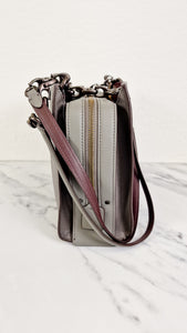 Coach Rogue Shoulder Bag in Grey Grain Leather with Oxblood Lining & C Chain Detail - Coach 26829