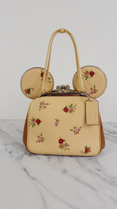 Disney X Coach Minnie Ears Bag With Kisslock in Yellow Floral Bow Smooth Leather - LIMITED EDITION - Coach F29351