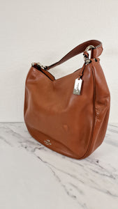 Coach Nomad Hobo in Saddle Brown Tan Cognac Smooth Leather  - Crossbody Shoulder Bag - Coach 36026