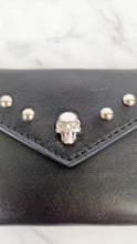 Load image into Gallery viewer, Alexander McQueen Envelope Skull Card Holder with Silver Tone Studs &amp; Snap Button

