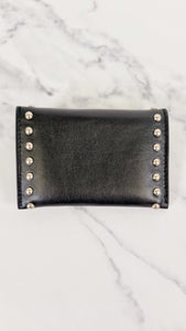 Alexander McQueen Envelope Skull Card Holder with Silver Tone Studs & Snap Button